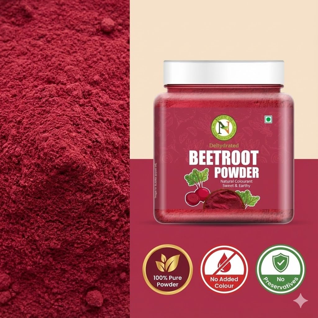 NatureVit Dehydrated Beetroot Powder 1 Kg | Sweet and Earthy | Natural Food Colorant | Additive Free