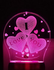 NMII Love You 3D Illusion Multicolour Night Lamp with 7 Color Changing Light for Gift,for Bedroom,Living Room Led Acrylic Night lamp with Plug, (NM_3D love You Night Lamp 214)