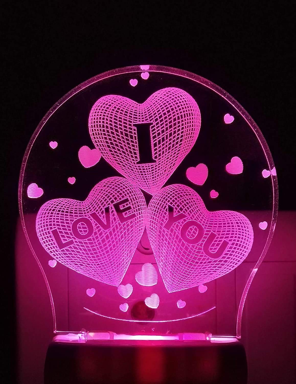 NMII Love You 3D Illusion Multicolour Night Lamp with 7 Color Changing Light for Gift,for Bedroom,Living Room Led Acrylic Night lamp with Plug, (NM_3D love You Night Lamp 214)