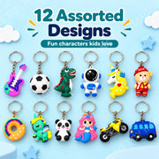 Toy Imagine 3D Rubber Cartoon Keychains for Kids, Pack of 12