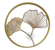 DSH CRAFTING YOUR CURIOSITY Metal Round Shaped Beautiful Leaf Wall Decor Wall Arts Perfect For Living Room (Design - 2 (2 Leaf))(Gold)