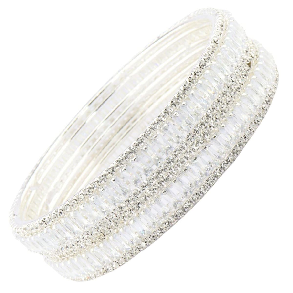 NMII Stylish Alloy Metal Kada Set With Glittering American Diamond Stones For Women & Girls | Women Bangles Design | Ladies' Metal Kada | Jewelry, Bridal Look & Festivals - Pack Of 2 Kada