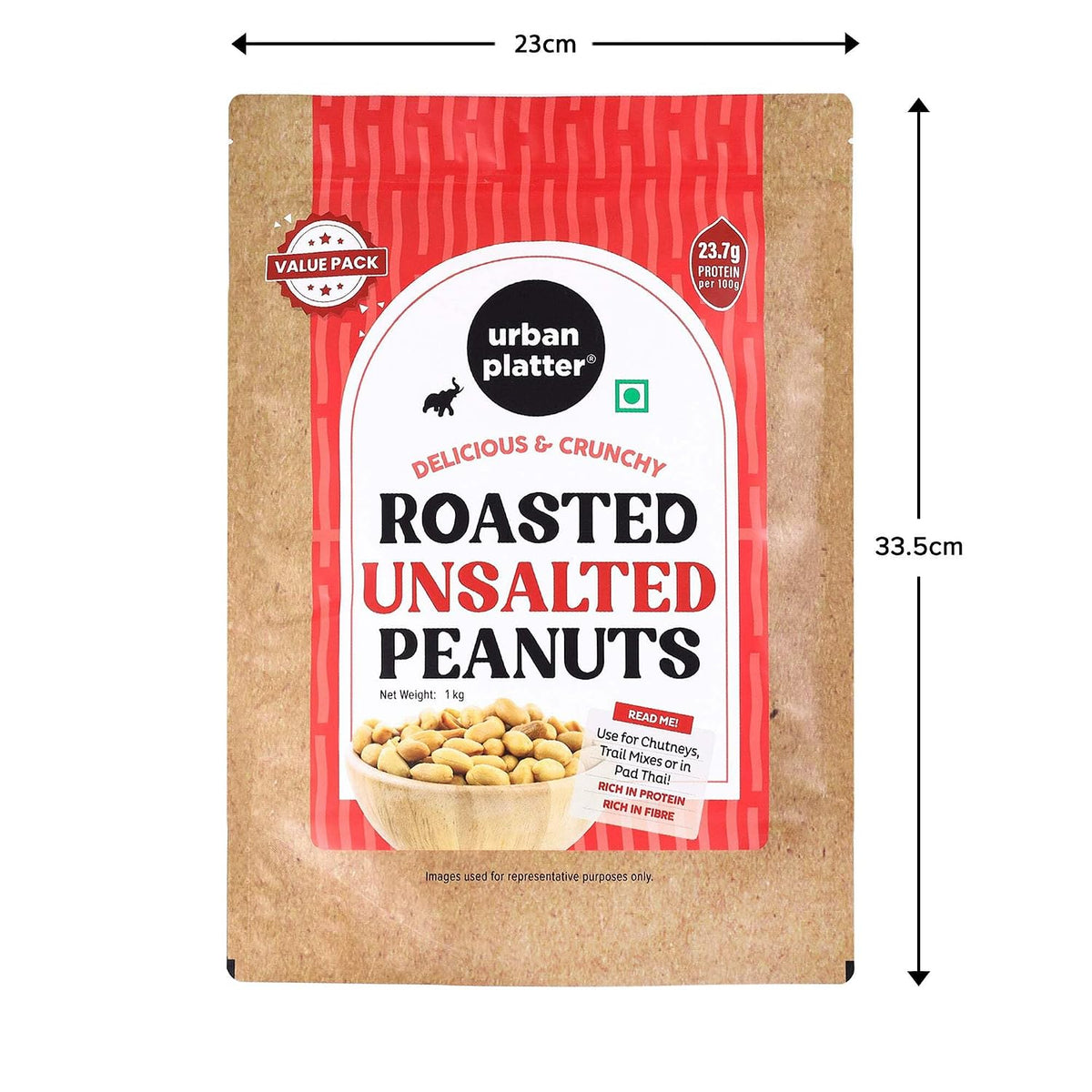 Urban Platter Roasted Unsalted Peanuts, 1kg (Skin Removed | Vacuum Packed | Product of Bharuch)