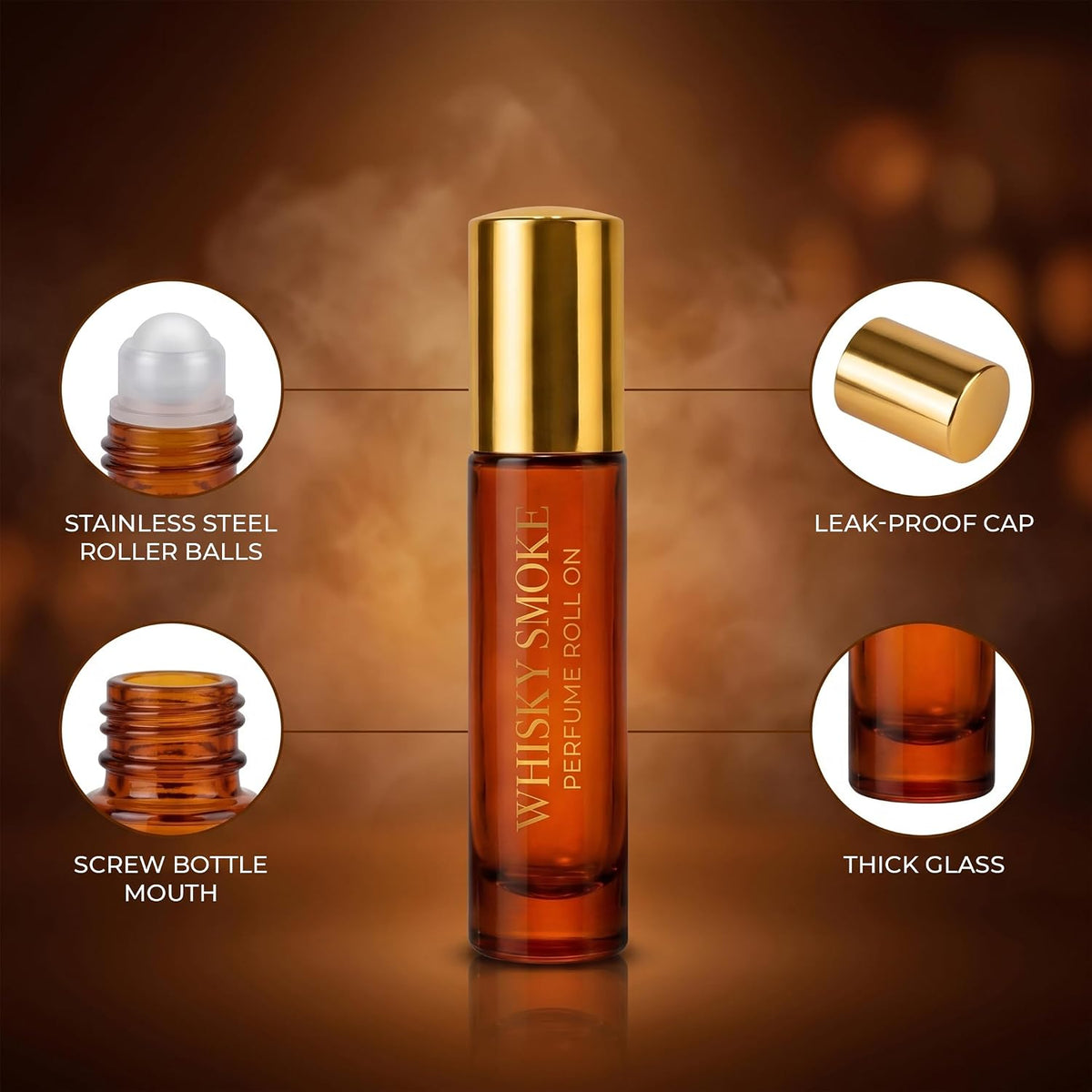Beardo Whisky Smoke Roll On, 7ml | 100% Concentrated Perfume Oil | Long Lasting Roll On For Man | Smoky, Woody, Leather | Ideal Gift for Men | Best Attar Perfume For Man