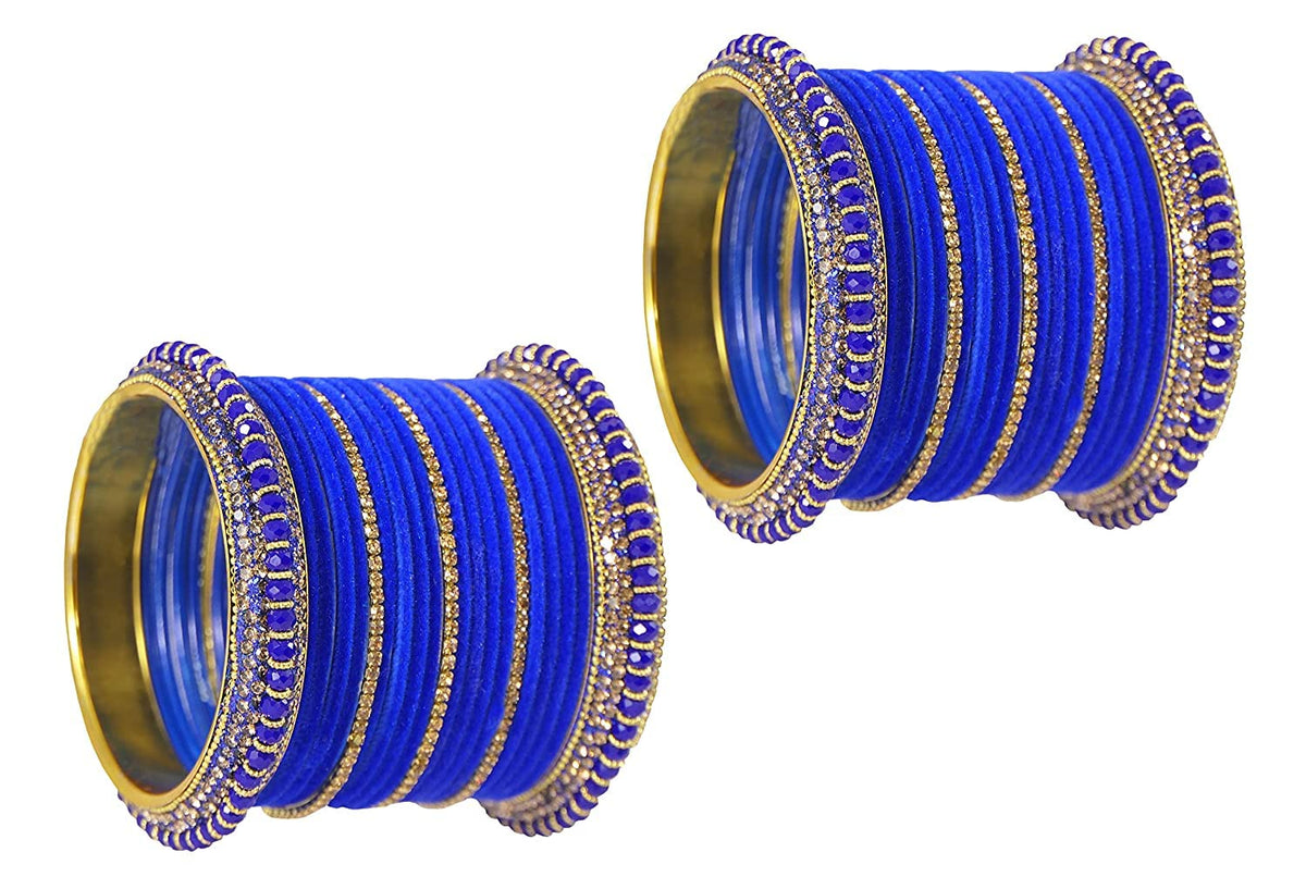 NMII Traditional Plain Metal Bangles with Golden Zircon Stone For Women & Girls | Chuda Set For Bridal Women Wedding, Party, Occasion | Golden Chuda | Metal Bangles For Women- Set of 30