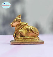 SHINDE EXPORTS Small Brass Nandi Idol Statue vastu Bull murti for Pooja at mandir Home (Heavy Nandi 280gms)