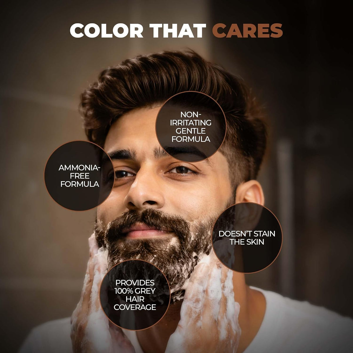 BEARDO Beard & Hair Shampoo Color | Natural Brown | 100% Grey Coverage | 5 Minute Hair Colour | Ammonia Free | With Natural Actives | No Stain Beard Colour | 20ml X 5