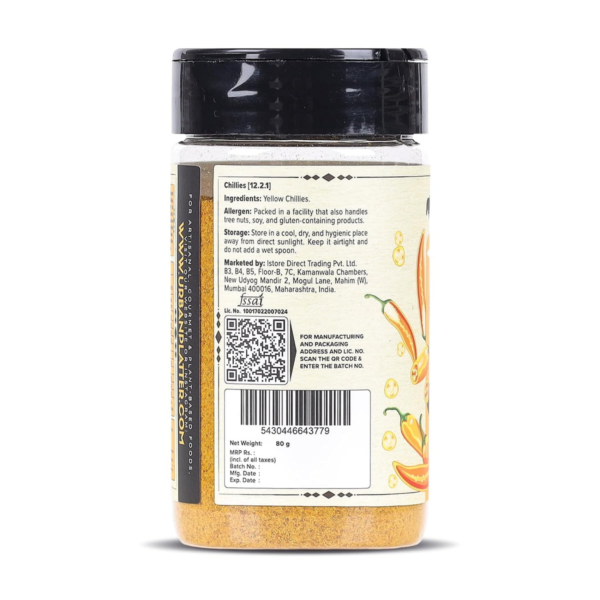 Urban Platter Yellow Chilli Powder, 80g (Mildly hot | Great for Chaats, Curries and Pickles)