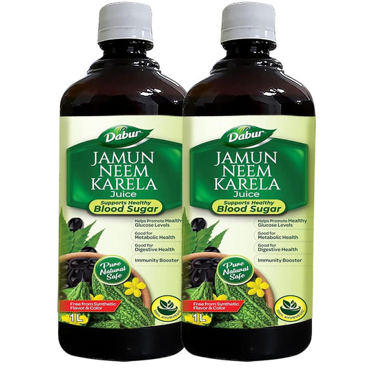 Dabur Jamun Neem Karela Juice - 2l (1l x 2) | Helps Control Blood Sugar Level & Reduces Bad Cholesterol | Good for Metabolic & Digestive Health | Ayurvedic Health Juice For Diabetic Care