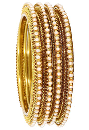 NMII Non-Precious Metal Base Metal with Beads Studded worked Glossy Finished Bangle/Kada Set For Women and Girls