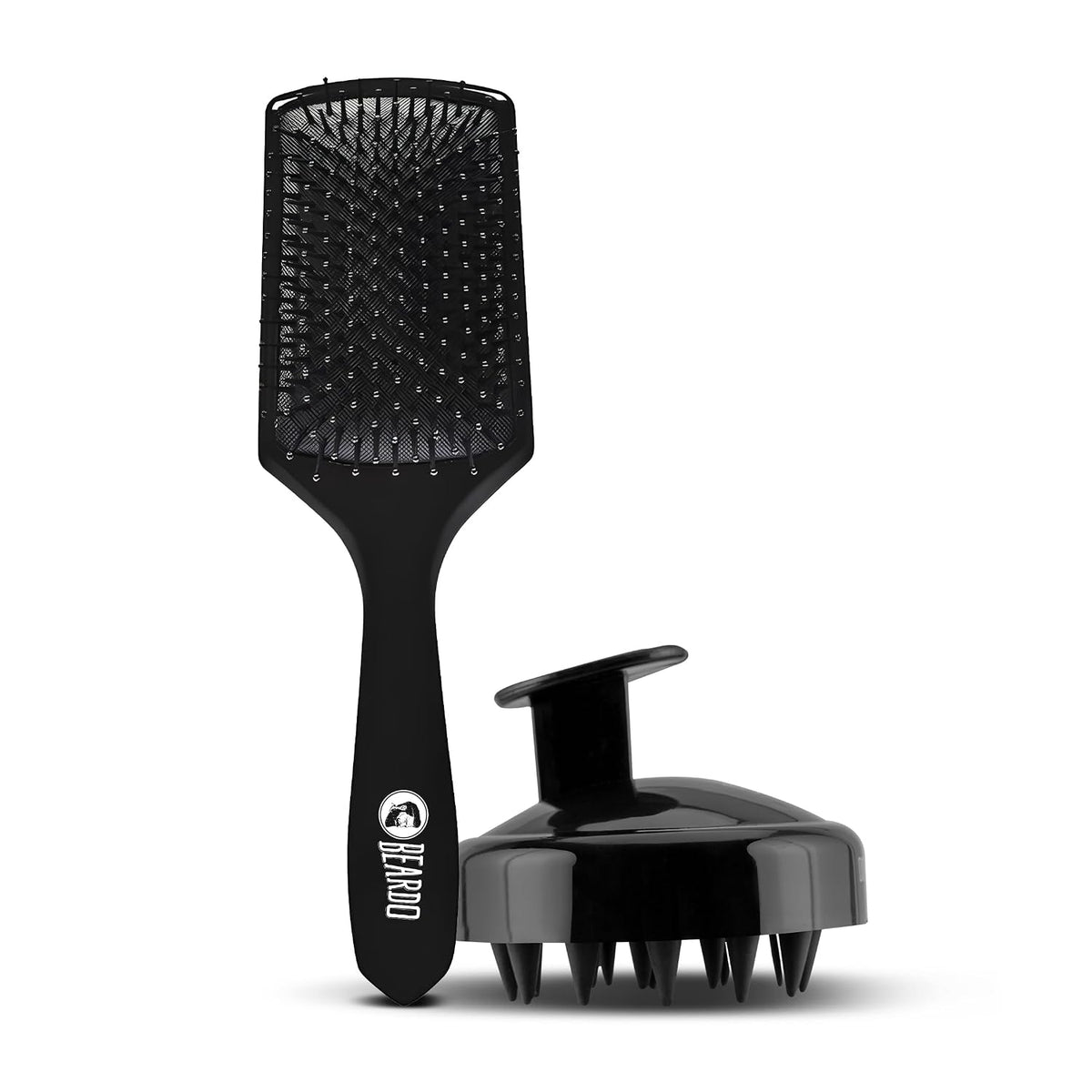 Beardo Detangling Hair Brush & Scalp Massager for Men | Men Accessories | Soft Silicone Bristles for Dry Massage, Oil & Shampoo | Hair comb (Set of 2)