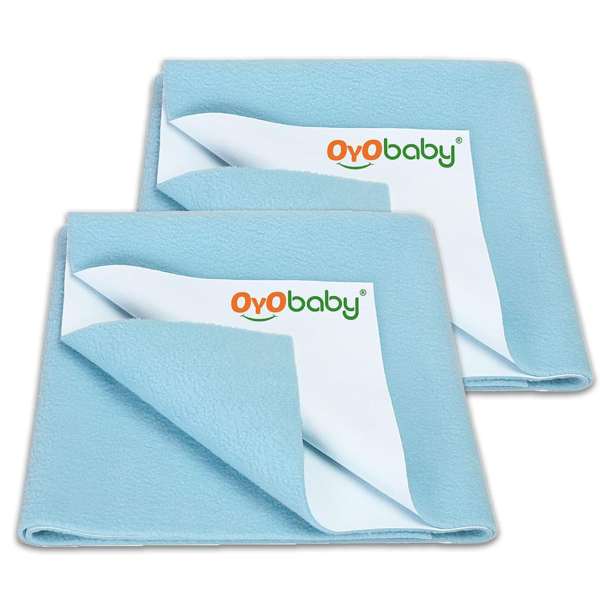 OYO BABY Pack of 2 Large Waterproof Dry Sheets 140×100 cm | Baby & Kid Mattress Protector | Quick Dry, Extra Absorbent, Breathable Fabric | Suitable for 0-10 Years - Sea Blue