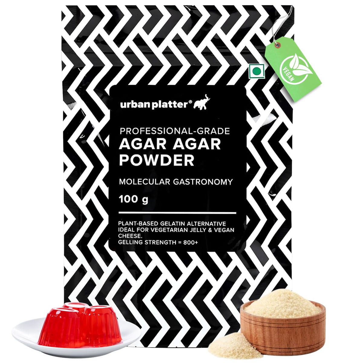 Urban Platter Agar Agar Powder, 100g (Superior Gelling Strength | Plant-Based Gelatin Alternative | Jellies, Desserts, Molecular Gastronomy)