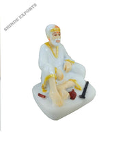 SHINDE EXPORTS Lord Saibaba Marble Idol 3 inches for car Dashboard and Gifting