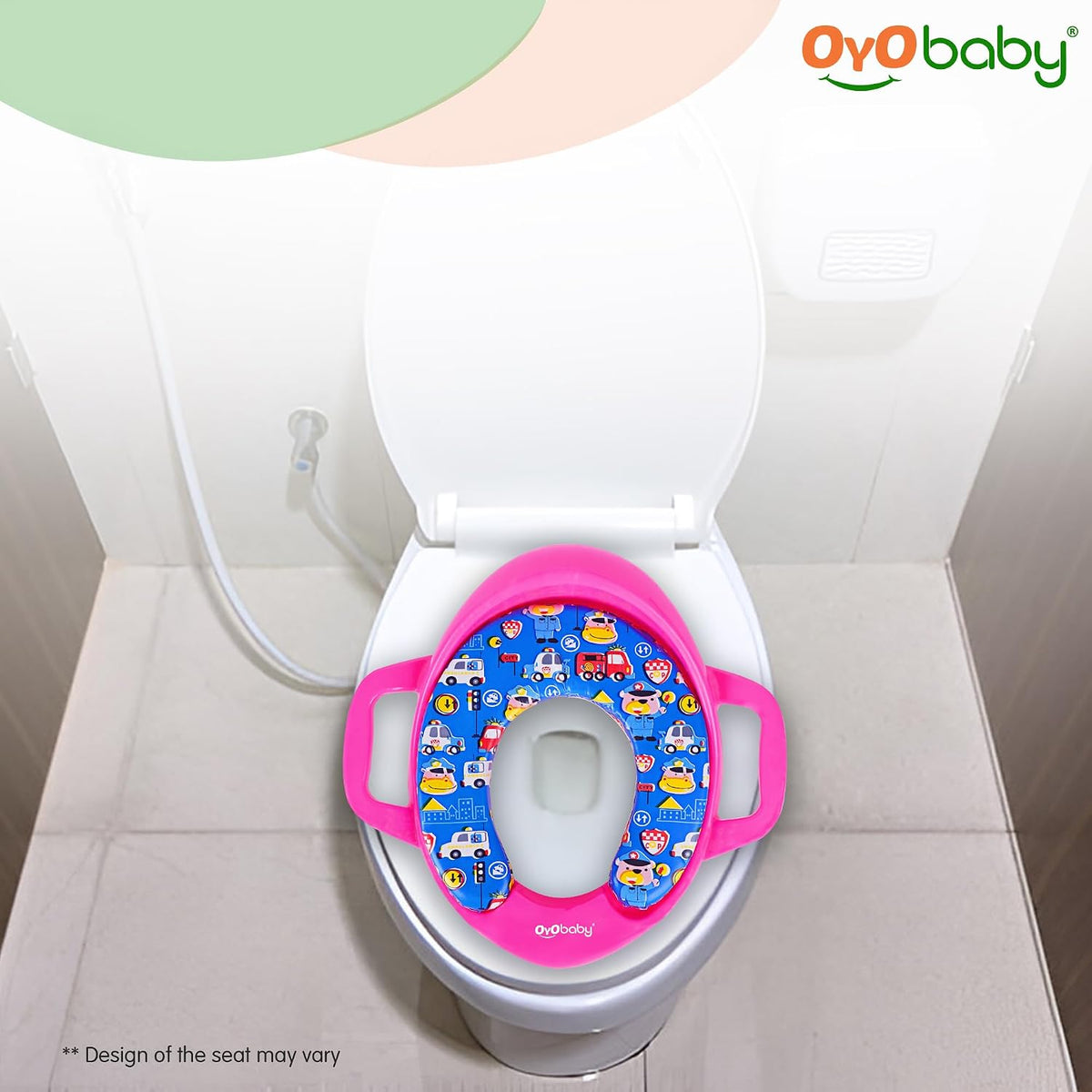 OYO BABY Cushioned Baby Potty Training Seat | Portable Toilet Seat for Child 1 + Years | Soft & Comfortable Potty Seat with Handles | Easy to Clean | Toddler Toilet Seat