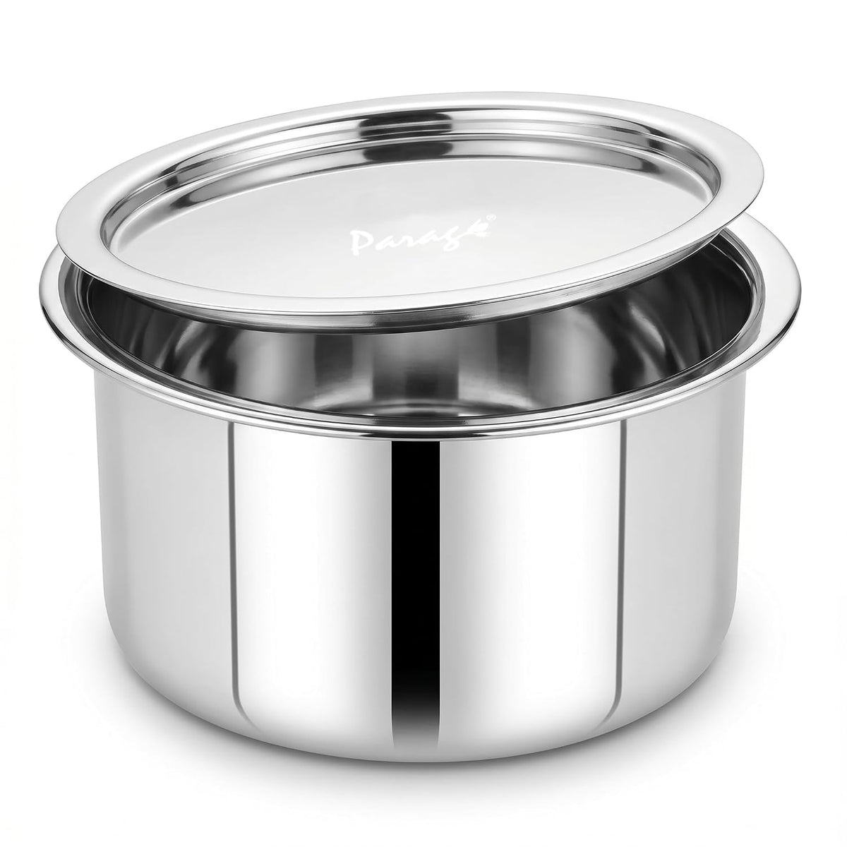 Parage Tri-Bond Stainless Steel Tope with Lid 2 Litre | Heavy Container Triply Bottom Patila, Bhagona/Bhigona | Gas & Induction Compatible | Steel Cooking Pot for Tea, Milk, Dal & Kitchen Daily Use