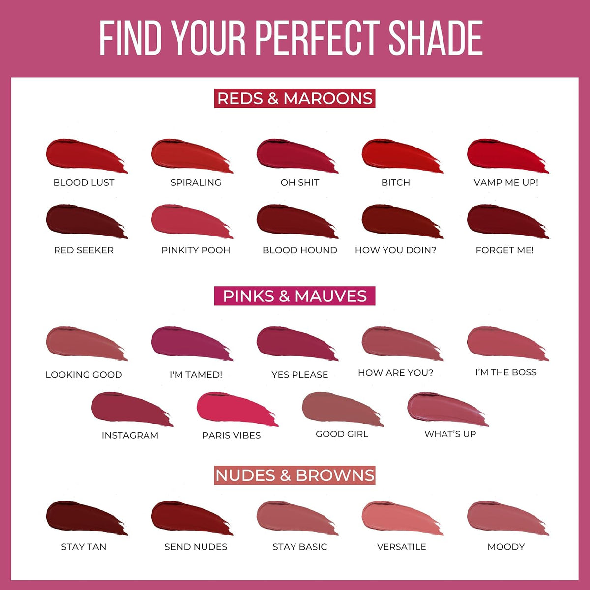 INSIGHT 24 Hrs Non-Transfer Matte Lipstick | Lightweight, Highly Pigmented, Long Wear | Kiss Proof & Smudge Proof | With Vitamin E & Jojoba Oil | Vegan, Toxin Free |Shade - 19 How Are You (3g)