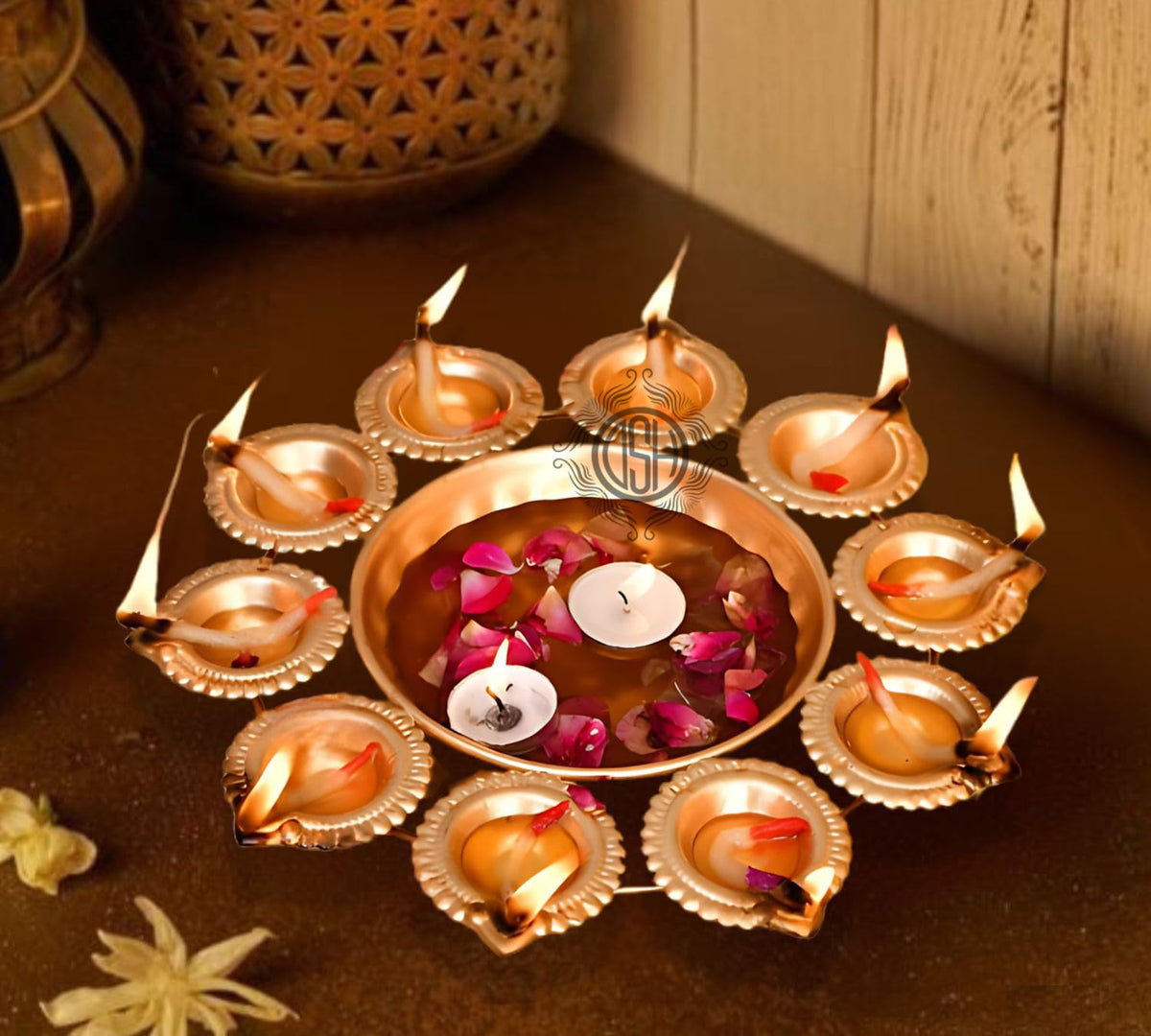 DSH Decorative Urli Bowl for Home Decor Handcrafted Bowl Diwali Decor ItemFor Flowers and Tea Light Candles(10 Inch) Festival Decoration