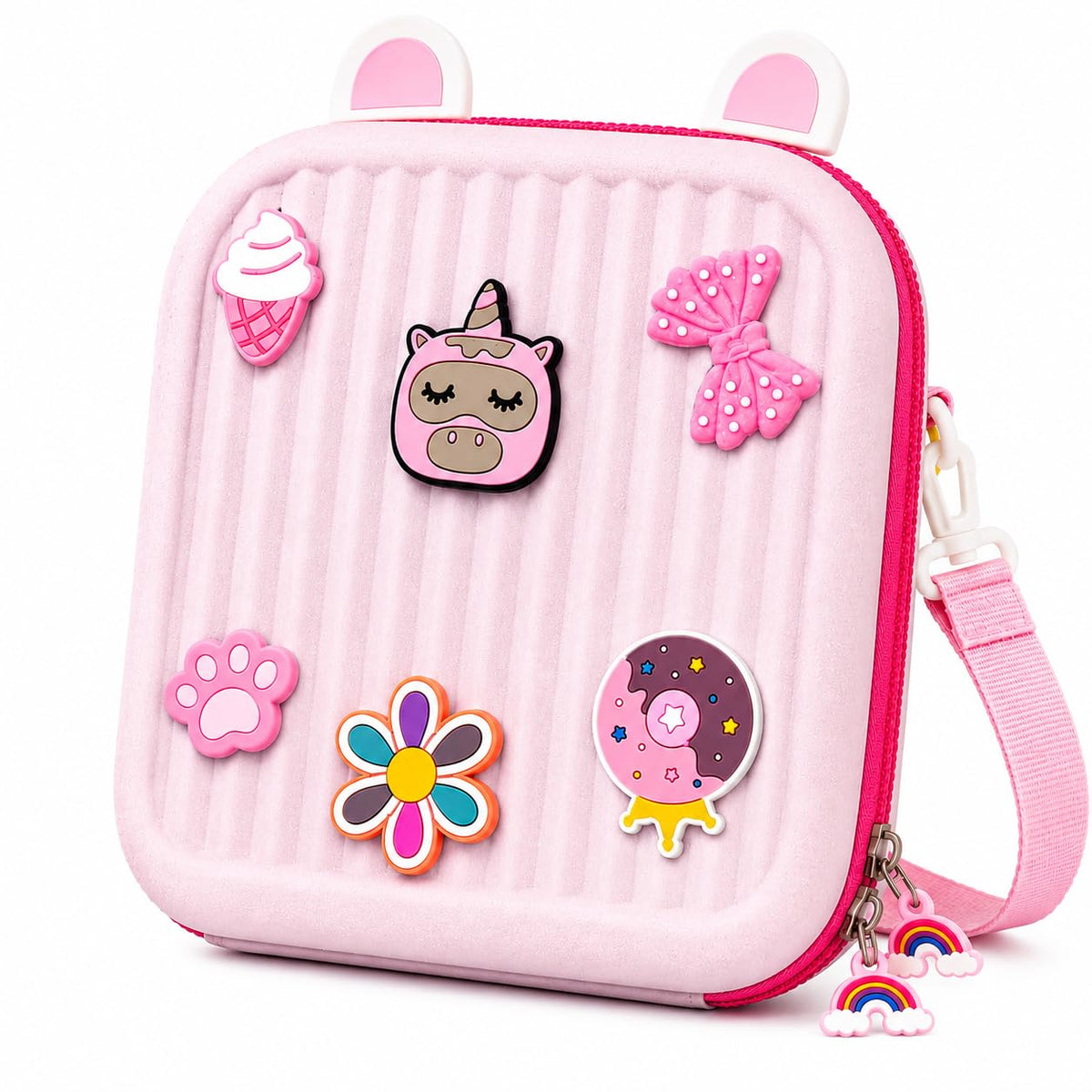 Toy Imagine Kids Silicone 3D Cartoon Backpack for Boys & Girls Waterproof Lightweight School Bag with Cute Badges & Adjustable Straps Preschool, Kindergarten & Travel Bag for Kids 2–10 Years, Pink