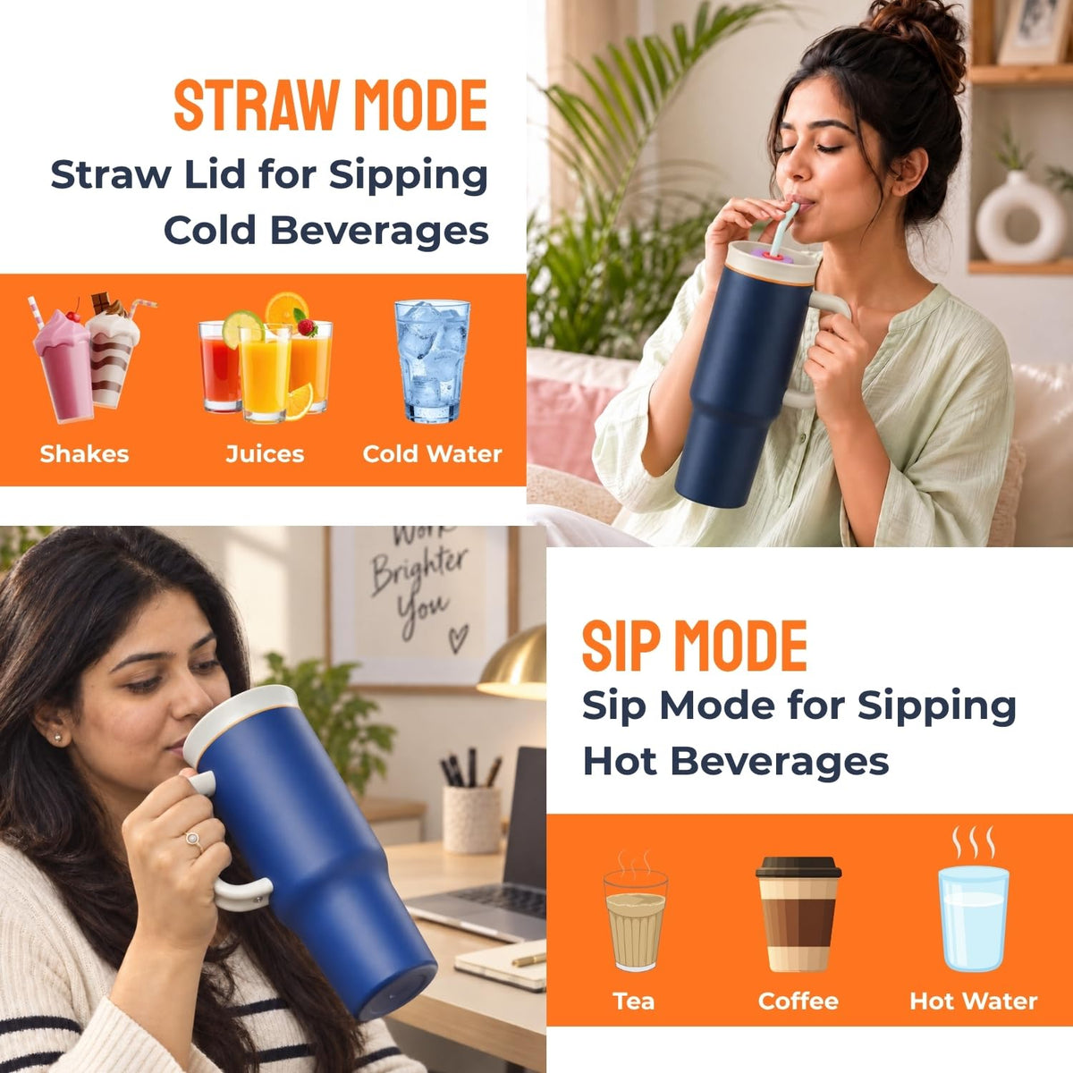 Toy Imagine 1200ml Insulated Tumbler with Handle & Straw, Stainless Steel