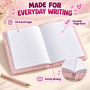 Toy Imagine Plush Notebook Diary Journal for Writing, Drawing & Notes Soft Fur Cover A5 Diary with Sequin Cute Aesthetic Love Design Personal Journal Gift for Girls & Women (Assorted)