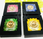 DSH Brass Lotus/Kamal Design Diya Deepak | Akhand Jyot | Arti Poojan Temple Home Decor (Yellow)