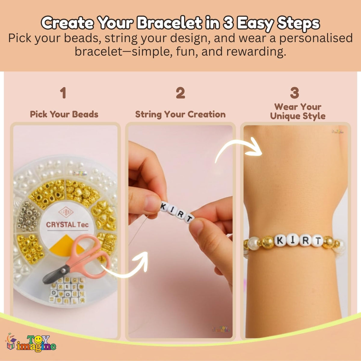 Toy Imagine DIY Bracelet Making Kit for Girls, 20-Compartment Bead Set