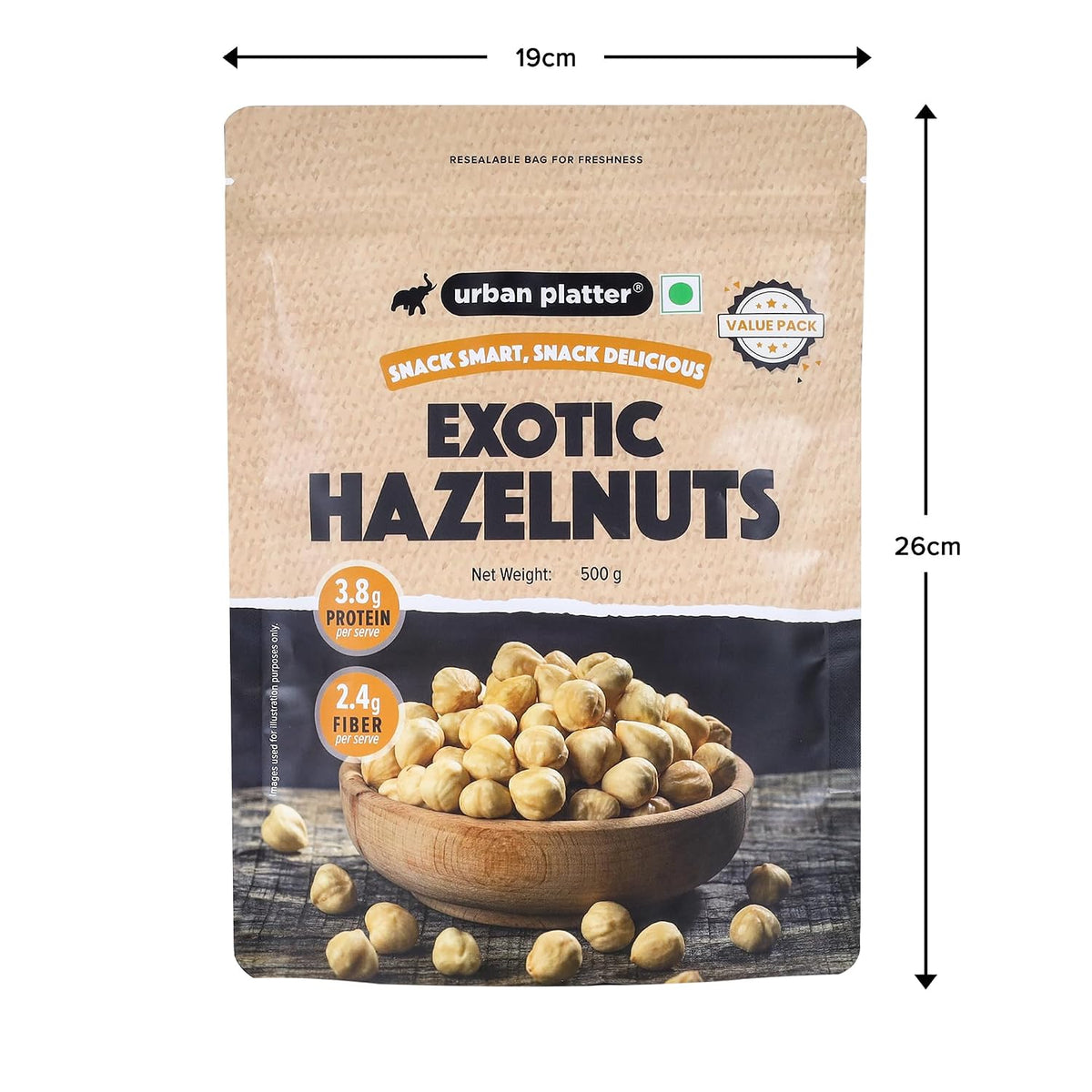Urban Platter Exotic Hazelnuts, 500g, (Protein & Fiber Rich, For Confectionery, Baking, Nut Pastes & Dessert)
