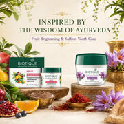 BIOTIQUE Fruit Whitening Face Pack 75g And Saffron Dew Cream for All Skin Types 175g (250 ml)