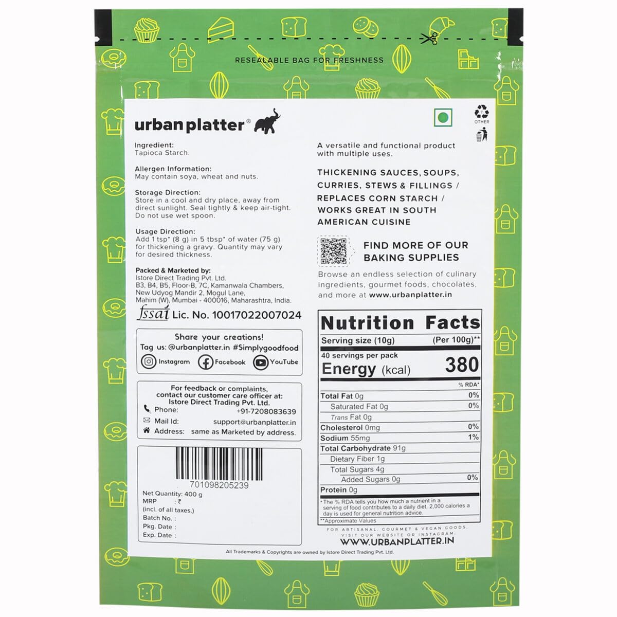 Urban Platter Tapioca Starch Powder, 400g