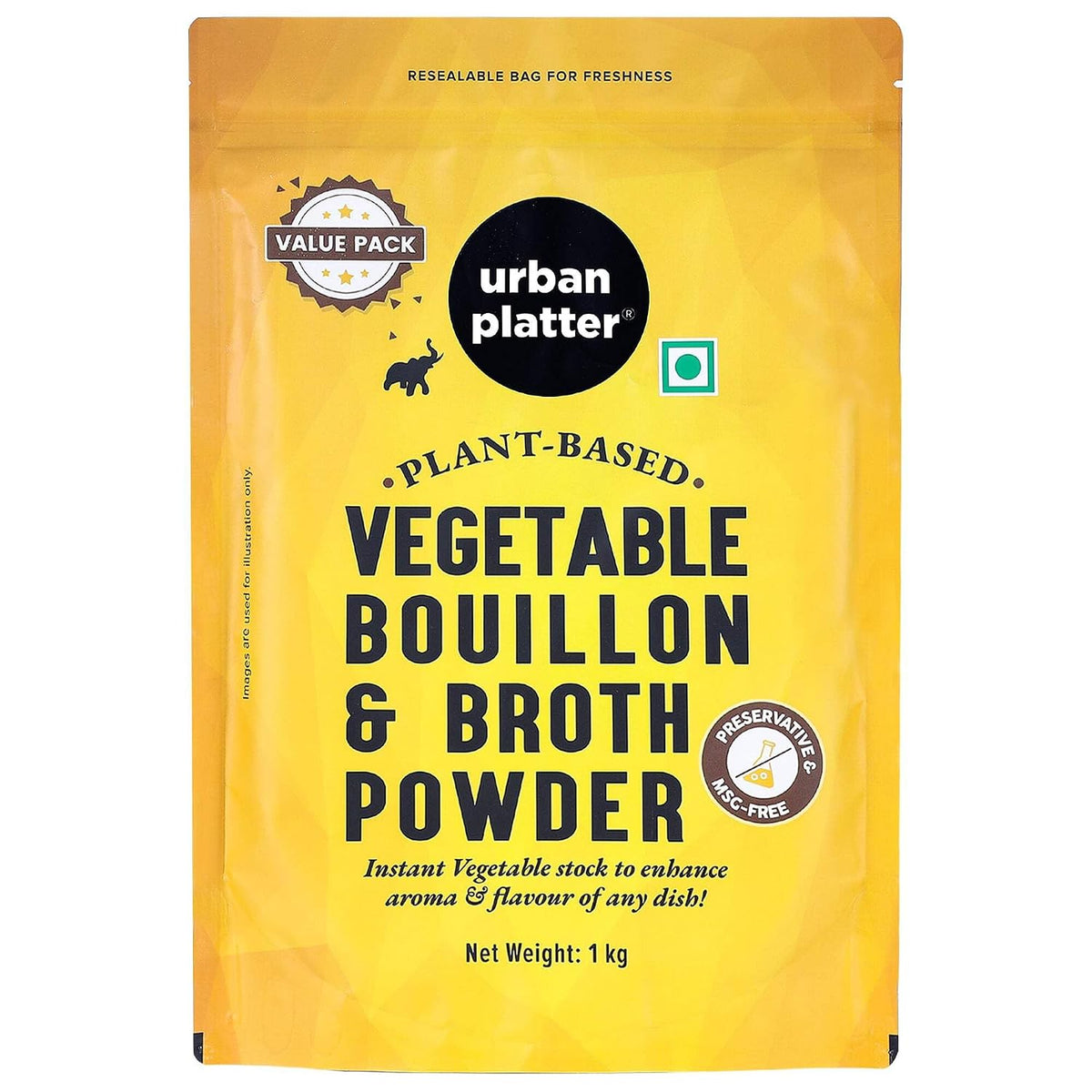 Urban Platter Vegetable Bouillon & Broth Powder, 1kg (Plant-Based | Instant Vegetable Stock | MSG-free | Umami-Rich)