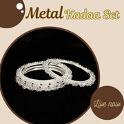 NMII Alloy Metal with White Pearls & Golden Balls Designer Bangles Set For Women & Girls | Kada Set For Women | Traditional Women's Bangles For Wedding, Party, Festive, Occasion Wear- Set of 4