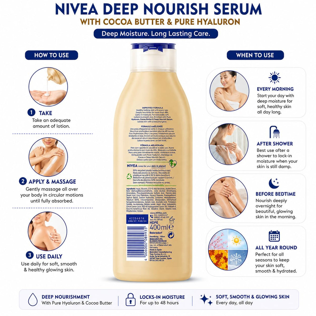 NIVEA Cocoa Butter Body Lotion for Dry Skin 400ml