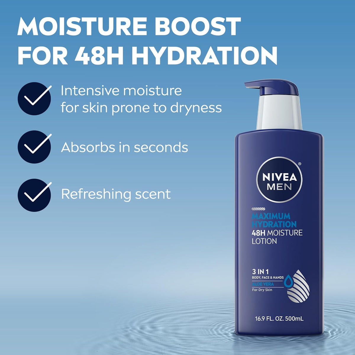 NIVEA Men Maximum Hydration 3 in 1 Nourishing Lotion, 500 ml