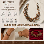 SHINDE EXPORTS Pure Copper Link Chain Bracelet Unisex S Hook 8.5 Inch