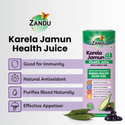 Zandu Karela Jamun + 3 Herbs Health Juice | Power of Karela, Jamun + 3 effective herbs | For Healthy Sugar level | Purifies blood naturally | Natural & Safe | Great taste | 1L