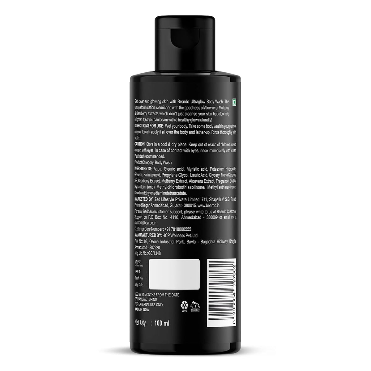 Beardo UltraGlow Body Wash for Men, 100ml | Moisturizes & Hydrates the Skin | Contains Mulberry & Bearberry Extracts for Deep Cleansing & Nourishment | Soft & Smooth Skin