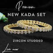 NMII Premium Gold Plated Metal American Diamond Bangles Set For Women & Girls | Pacheli Kada For Women | Traditional Golden Bangles Kada For Wedding, Party, Occasion Jewellery- Set of 2