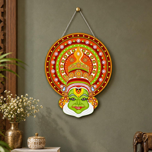 Artvibes Kathakali Cultural Dance Wooden Wall Hanging Art Item For Living Room | Traditional Artwork | Wall Art For Hall | Wall Poster | Graphic Art | Ethnic Wall Decor | Gift Items (WH_8607N)