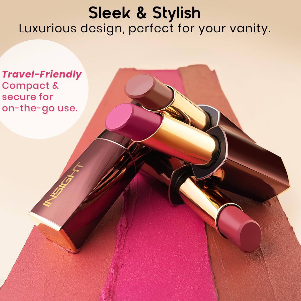 INSIGHT Pure Matte Lipstick - Soft Launch| High Pigment, Long Lasting Smooth Matte Finish | Enriched with Vitamin E & Coconut Oil - 3.3 g