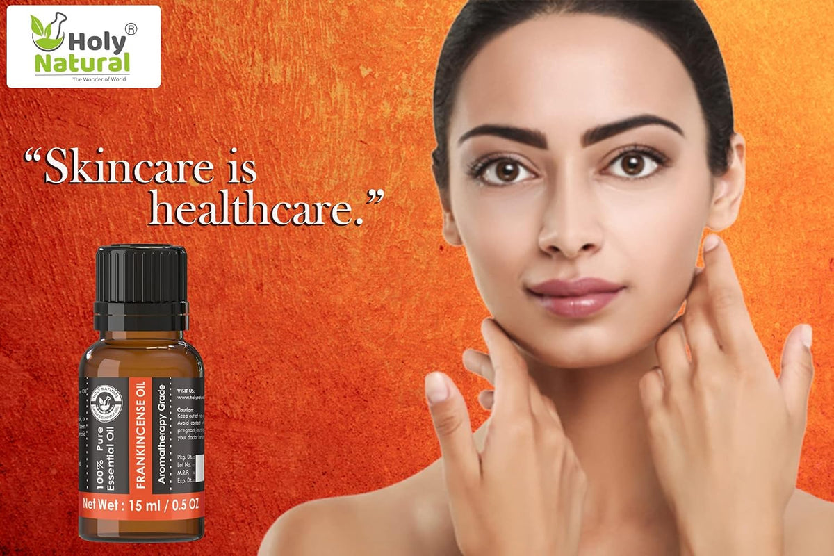 Holy Natural Frankincense Essential Oil 15ml (with Dropper Plug), Undiluted Therapeutic Grade, Perfect for Skin Pores Tightening, Fine Lines and Aromatherapy & Super Beauty Benefits.
