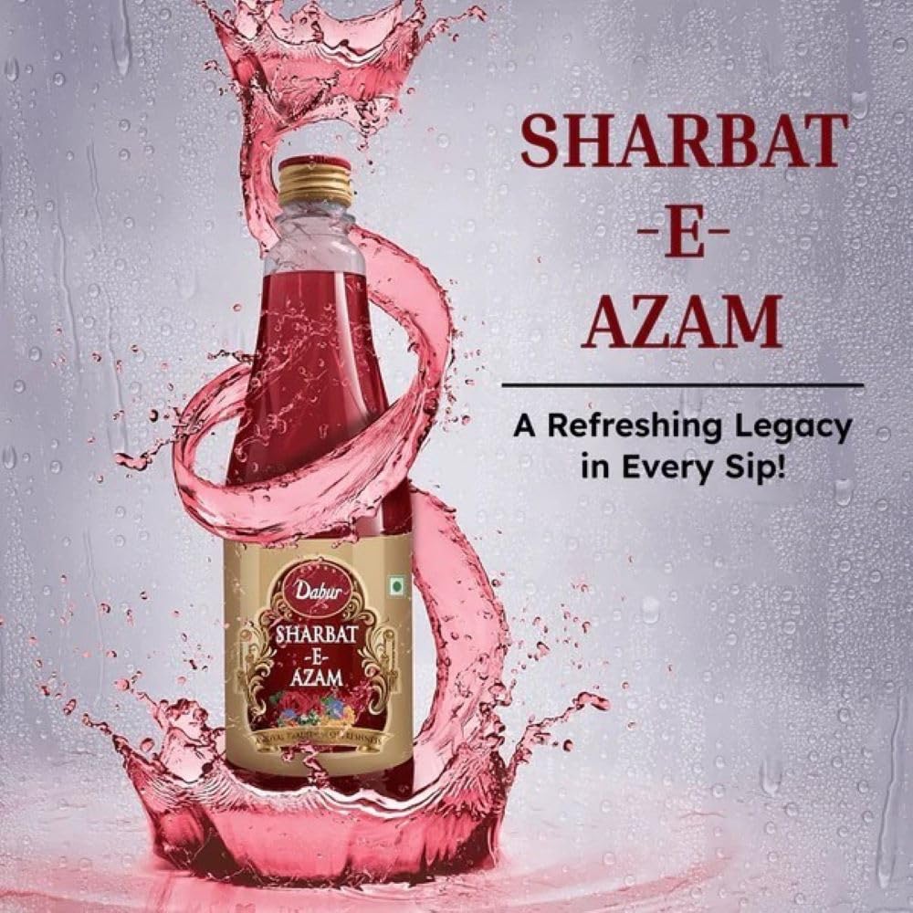 Dabur Sharbat-E-Azam, 750 ml | Traditional Refreshing Summer Sharbat for Beverages, Milkshakes, Mocktails & Desserts.