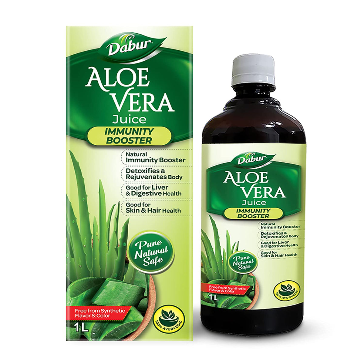 Dabur Aloe Vera Juice - 1L | Ayurvedic Health Juice For Good Skin & Hair Health | Detoxifies & Rejuvenates Skin & Body | Good For Liver & Digestive Health | Immunity Booster