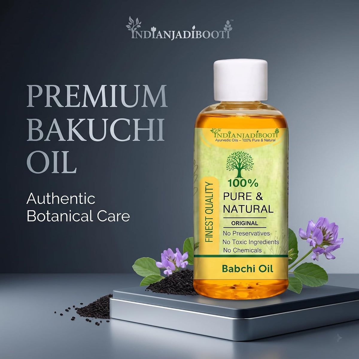 IndianJadiBooti Pure Bakuchi Oil | 100% Natural Traditional Botanical Extract | Supports Healthy-Looking Skin & General Wellness| 50ml