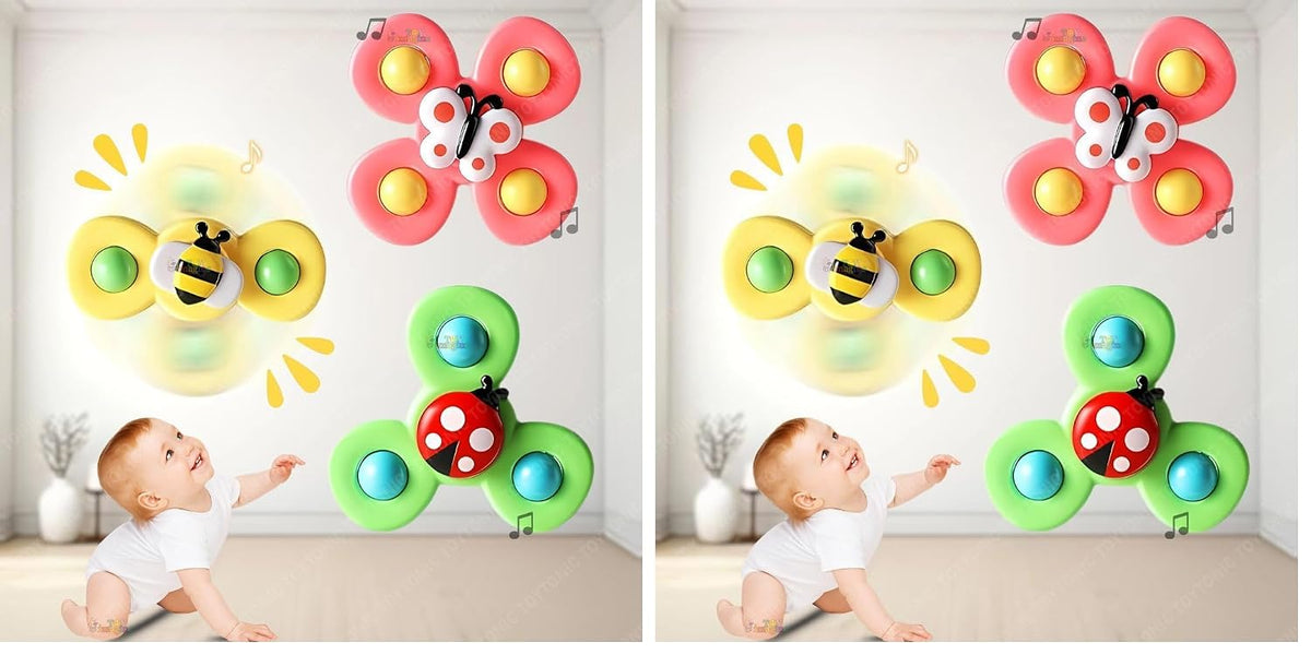 Toy Imagine Insect-Themed Suction Spinner Toys for Babies & Toddlers - Fidget Toys for Kids 0 to 5 Years – Travel-Friendly Baby Toys (Insect-Themed-2) (Pack of 2)