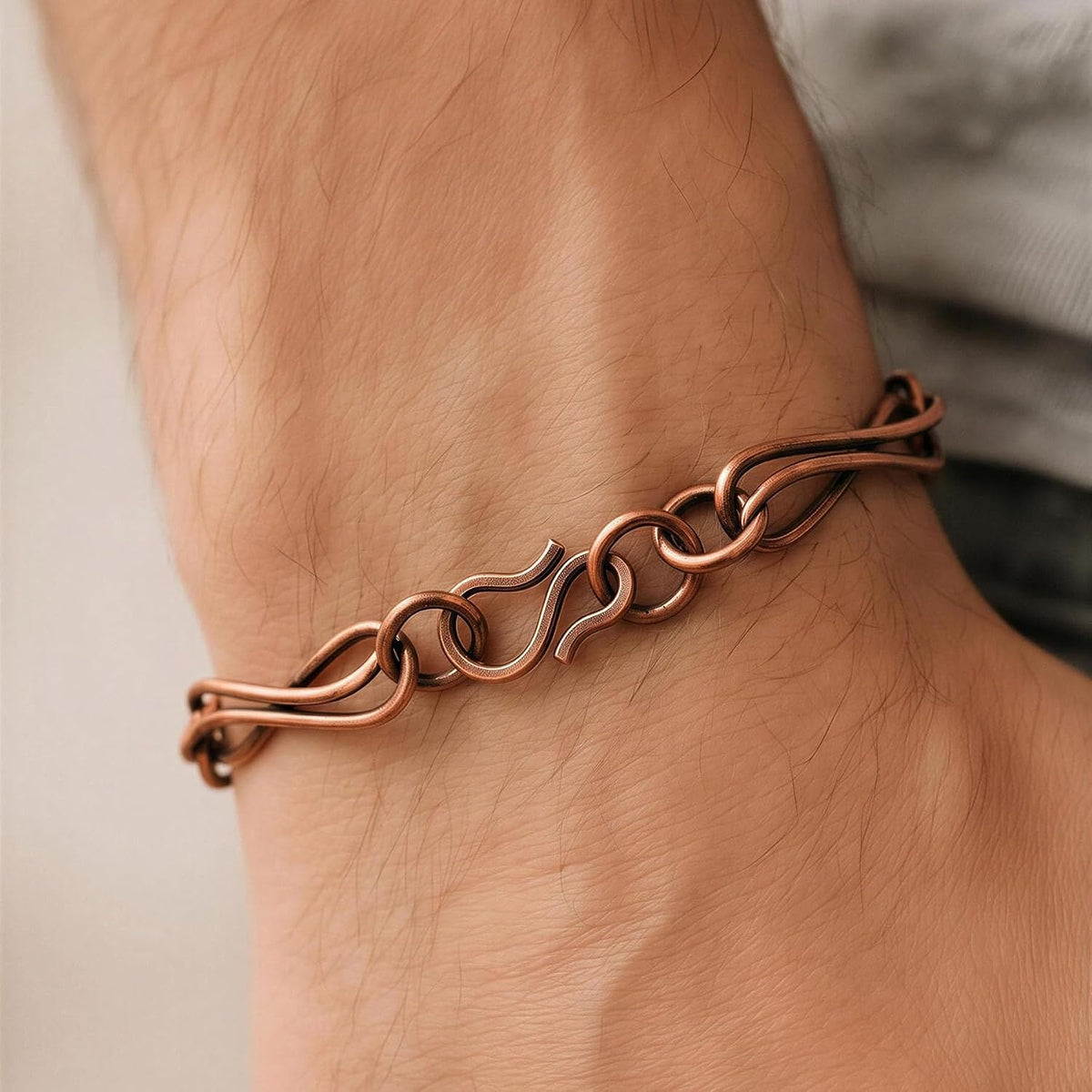 SHINDE EXPORTS Pure Copper Link Chain Bracelet Unisex S Hook 8.5 Inch