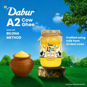 Dabur A2 Cow Ghee - 500ml | Rich in Vitamin A | Made with Bilona method | Crafted using milk from A2 desi cows