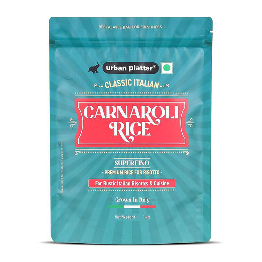 Urban Platter Carnaroli Rice, 1Kg (Product of Italy, Italian Carnaroli Rice for Risottos, Arancini, and Rustic preparations, Vacuum Packed for Freshness and Quality)