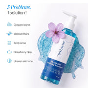 Be Bodywise 5% AHA BHA De-Tan Exfoliating Body Wash (Flora Fragrance) 250ml | For Body Acne & Strawberry Skin | 3% Lactic Acid, 1% Glycolic Acid, 1% Salicylic Acid | Paraben Free, Non-Drying