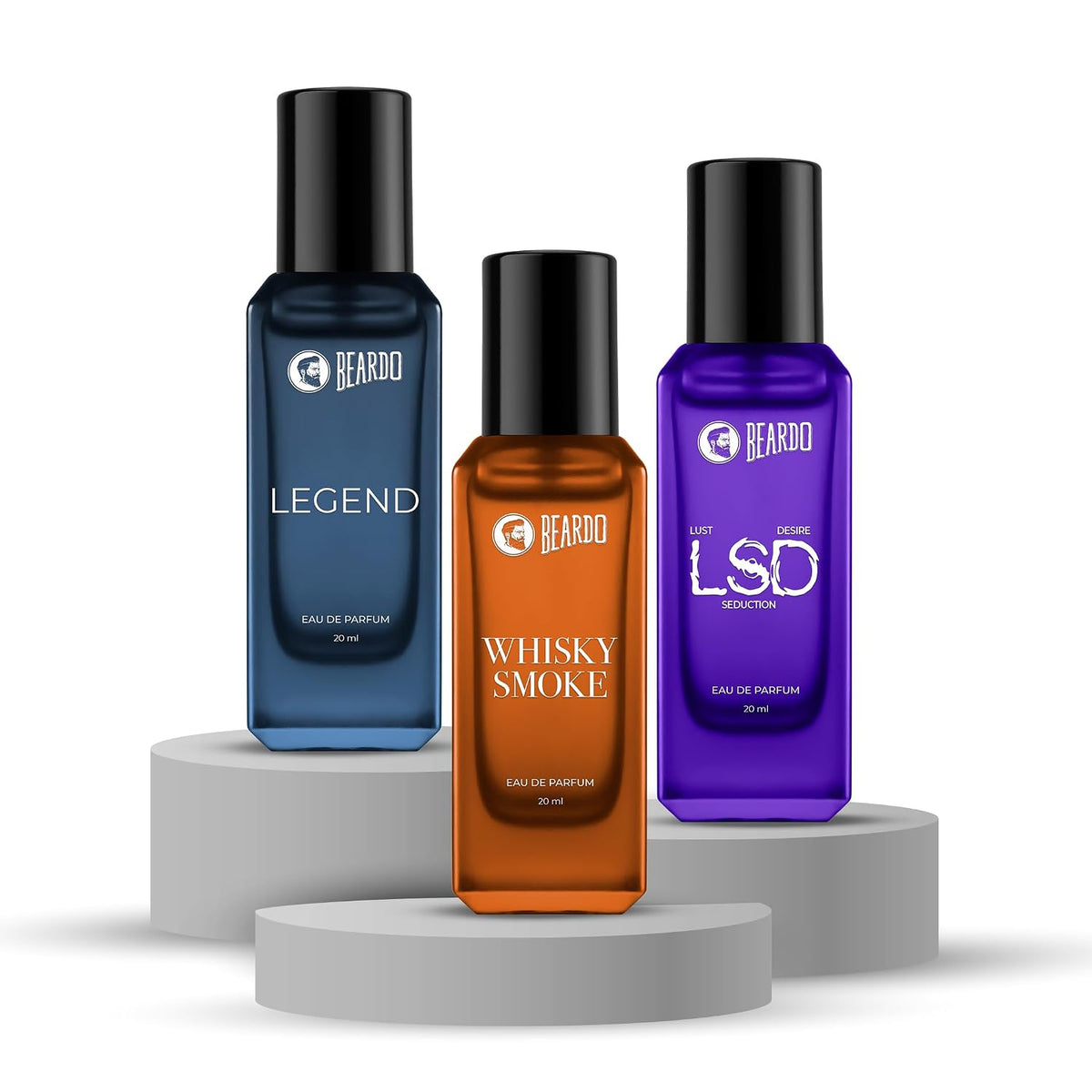 Beardo Triple Threat Collection- LSD, Legend & Whisky Smoke Perfume for Men (20ml x 3) | Long Lasting Fragrance | Long Lasting Perfume for Men | Gift for Men | Gift for Friend